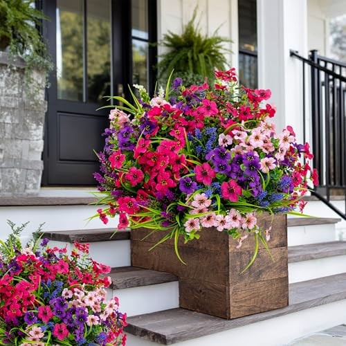 Artificial Flowers for Outdoors Fake Plants - 16 Mix White Purple Pink Lavander gallery