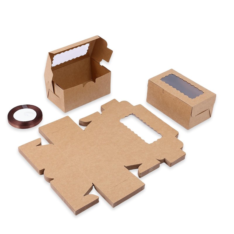 65 PCS Bakery Boxes with Window Brown - 6.29x3.54x2.95 Inches Cookie, Pastry,... gallery