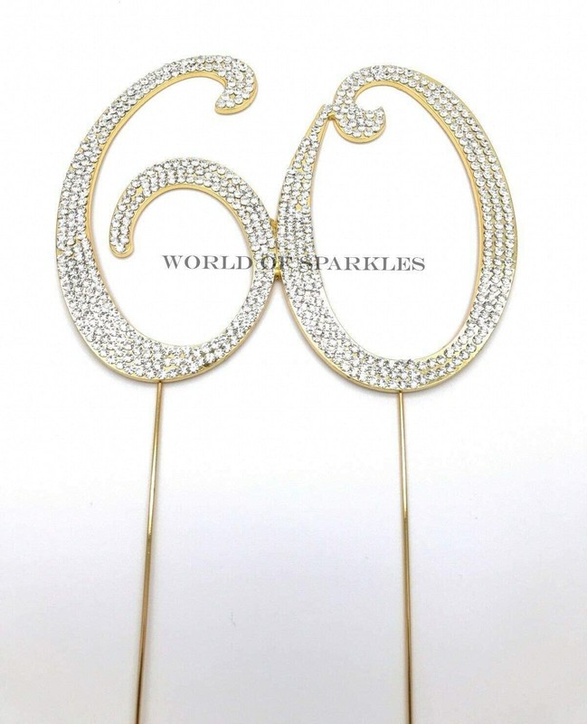 120mm Gold Number Cake Topper 60 Sixty Birthday Anniversary Party Decor – 12cm
