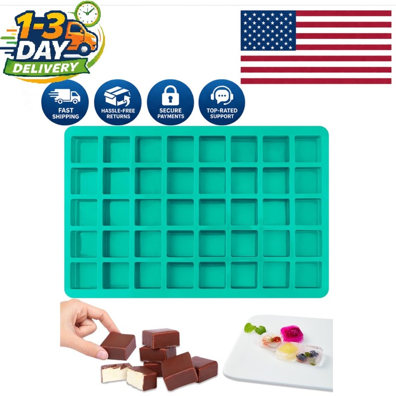 Square Silicone Candy Mold – 40 Cavity for Chocolates, Gummies, and Ice