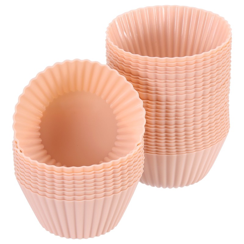 36Pcs Silicone Cupcake Baking Cups, 2.8″ Non-Stick Muffins Liners Orange Pink
