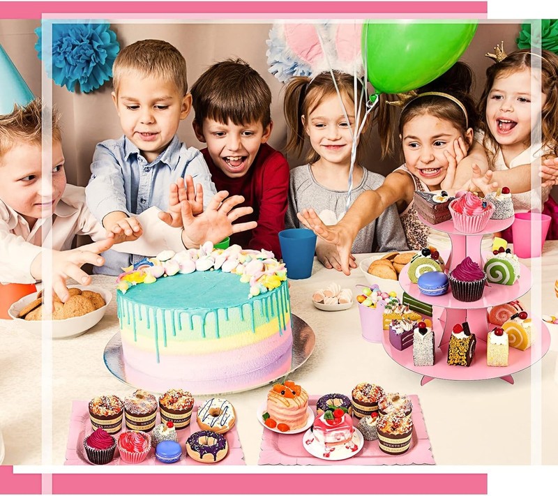 7 Pcs Dessert Table Display Set 3-Tier Cupcake Stand 1-Tier Cup Cake Display gallery