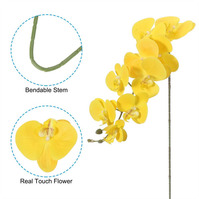 6Pcs 41" 9 Heads Fake Orchid Stem for Phalaenopsis, Yellow gallery