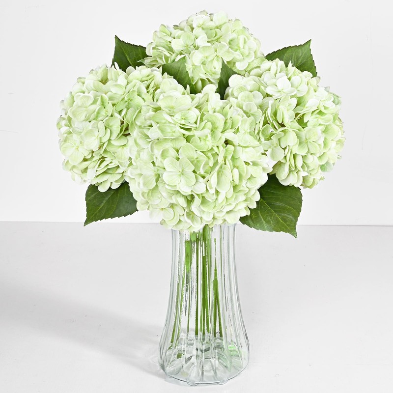 8 Pcs Light Green Latex Hydrangea Artificial Flowers 19.6″ for Home Decor Weddin