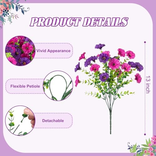 Artificial Flowers for Outdoors Decoration, 12 Bundles Dark Purple Light Purple gallery