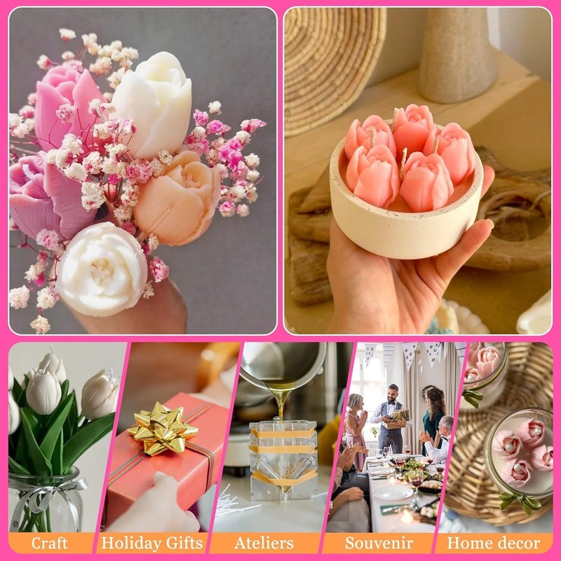 3 PCS High-Quality Tulip Flower Molds - Ideal for Candle, Soap & Dessert Decor gallery