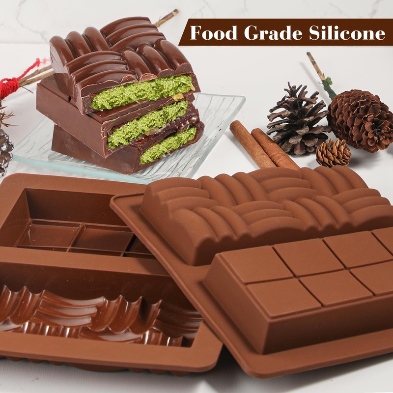 2 Pack Dubai Chocolate Bar Molds 1 Inch Deep Silicone For Stuffed Bars Tool gallery