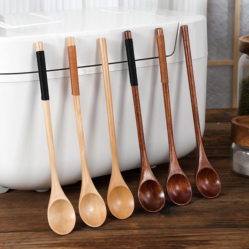 Wooden Tea Spoon Long Coffee Spoons Small Teaspoon Wood Honey Dessert Spoon gallery