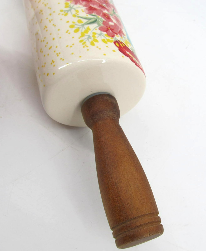 The Pioneer Woman Floral Ceramic Stoneware Rolling Pin Wood Handle Fall gallery