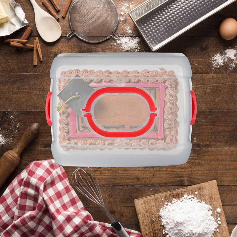 2in1 Cupcake Carrier and Cake Keeper with Lid, Rectangle Pie Carrier,Large Po... gallery