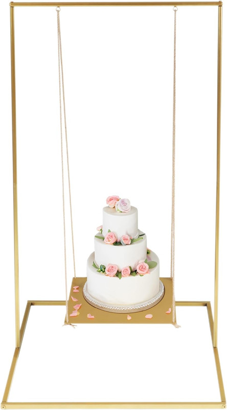 Dessert Stand, Wedding Cake Stand, Floating Cake Stand, Gold Metal 2.75 Feet Tal