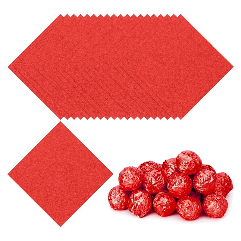 200 Pcs 3×3 Inch Foil Candy Wrappers Chocolate Wrapping Paper Dark Red