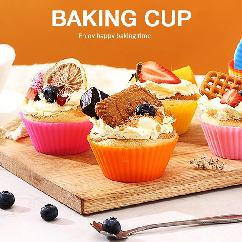 12PCS Jumbo Silicone Cupcake Baking Cups Reusable Muffin Liners 3.54 Inch gallery