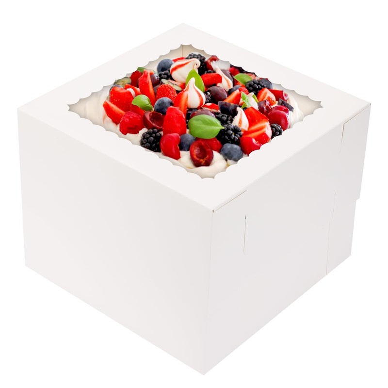 28 PCS White Square Bakery Cake Boxes Container 10 x 10 x 8 Inch