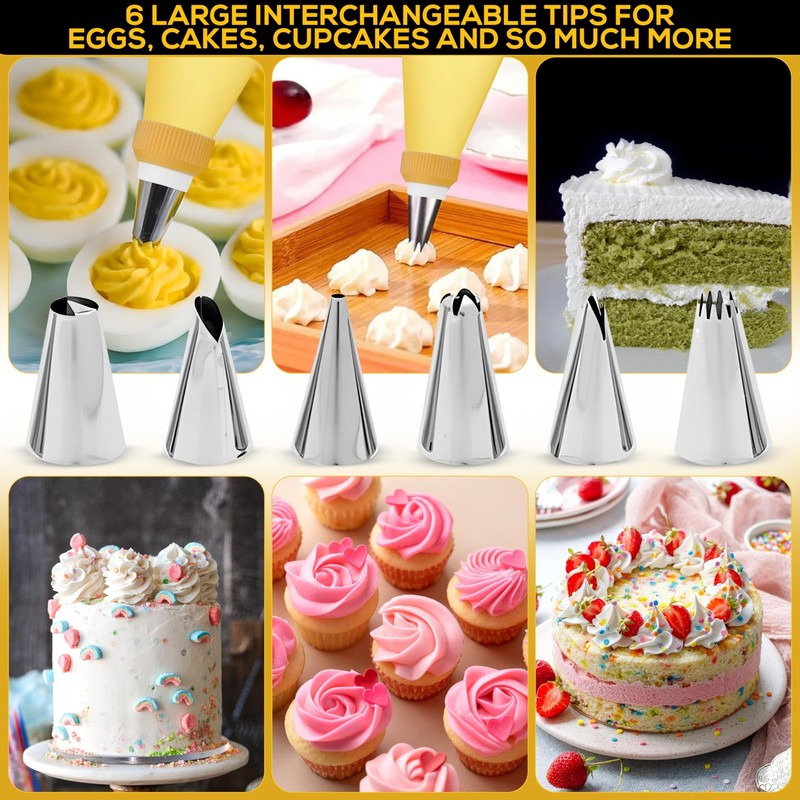 Deviled Egg Piping Tool – Reusable Piping Bag and Tips Set, 9 Piece Silicone ... gallery