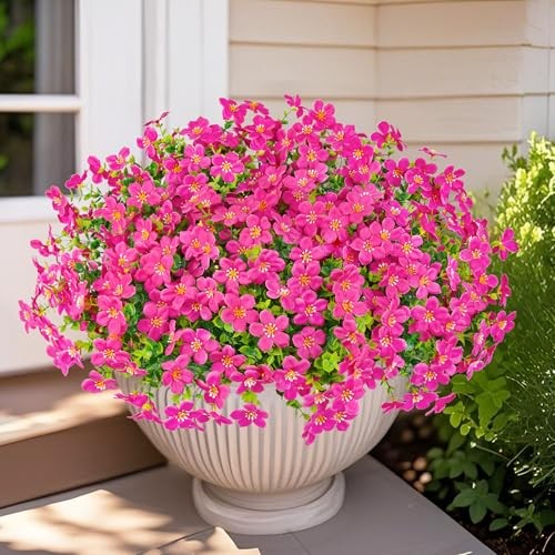 16 Bundles Artificial Flowers for Outdoors Decoration Fake Silk Flowers Fuchsia gallery