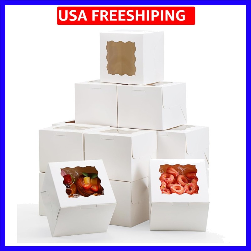 15pcs 6x6x5in Cake Boxes Bakery Carriers, Small Bento Cake Containers Cookie …