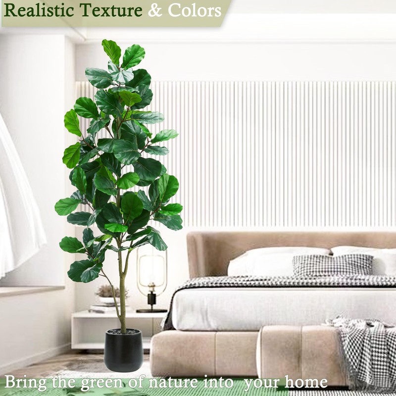 Tnggnt Artificial Fiddle Leaf Fig Tree6Ft Tall Faux Ficus Lyrata Plant Fake Fig gallery