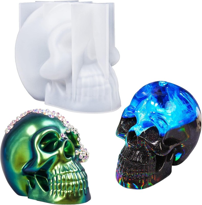 Realistic Skull Silicone Mold for Epoxy Casting - Perfect for Unique Candles gallery
