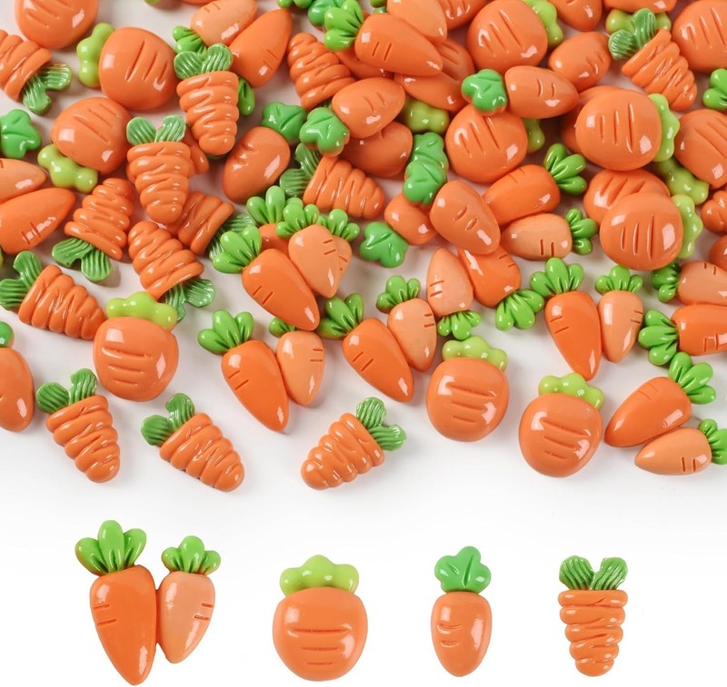 80pcs Easter Carrot Decorat Artificial Carrot Resin Flatba Vetable