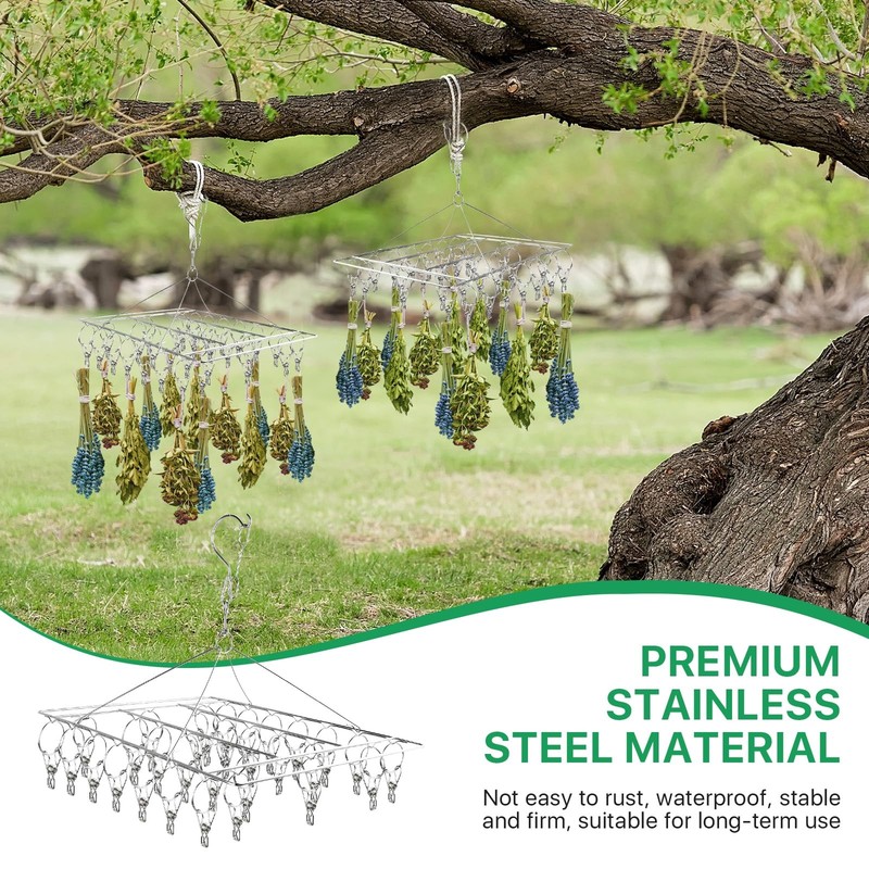 4 Pack Hanging Herb Drying Rack, Stainless Steel with 30 Hooks - Space Saving... gallery
