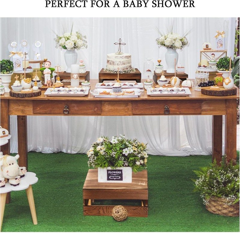 4 Pieces Wood Cupcake Display Stand Decorative Dessert Appetizer Cake Stand Wood gallery