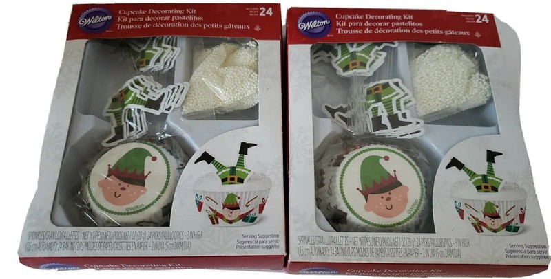 WILTON/ ELF CUPCAKE DECORATING KIT WITH 24 CUPS AND PICKS – NEW LOT OF 2