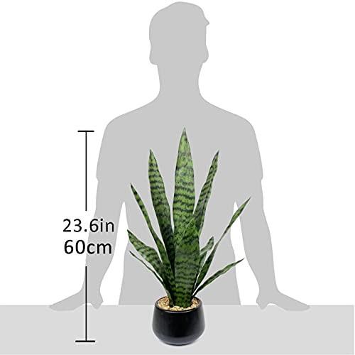 Artificial Snake Plant with Potted 23.6" Fake Plastic Sansevieria Faux Green gallery