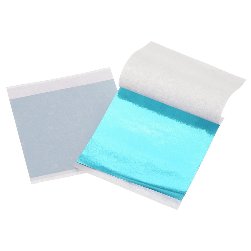100pcs Leaf Sheets, 3.5″ x 3.5″ Foil Paper Sheets Light Blue