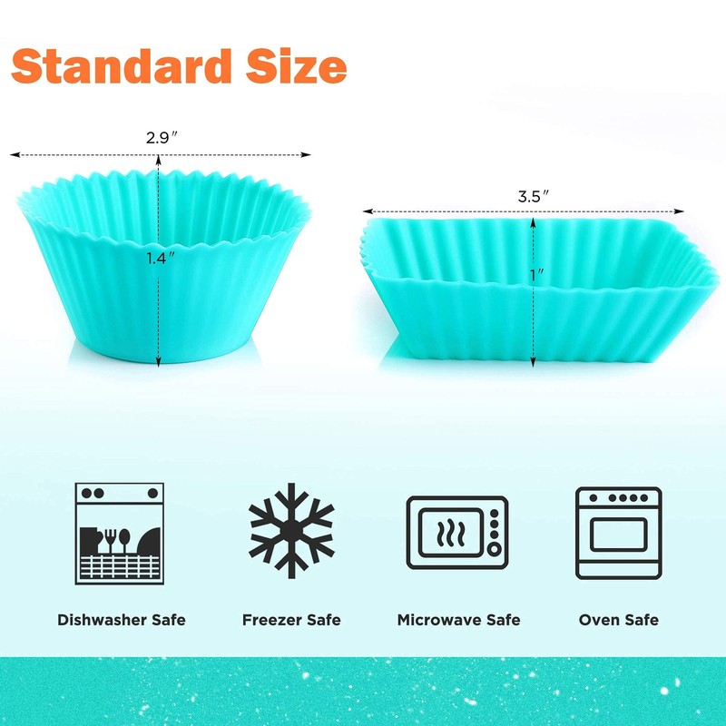 24 Pack Silicone Cupcake Baking Cups Reusable Food-BPA Non-Stick Muffin Liner... gallery