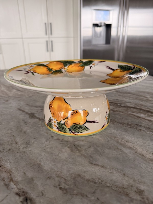 Upcycled Plate/Bowl Cake Stand Lemon