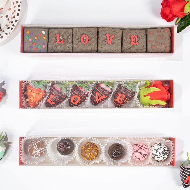 15Pack 12x2¼x2 Inches Chocolate Covered Strawberries Boxes for 6 Macaron Truffle gallery
