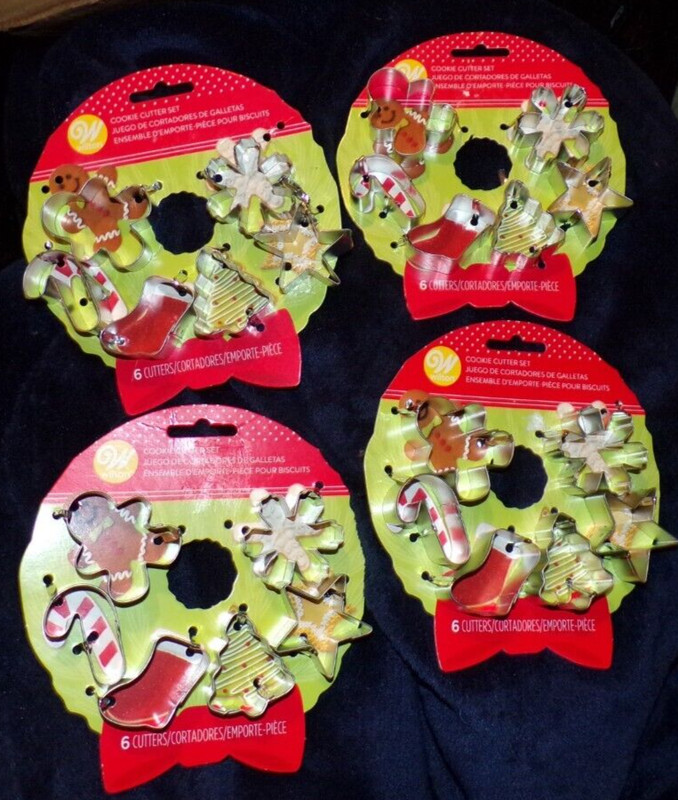 4 Sets Christmas Holiday Cookie Cutters Great for Gift Giving/ Stocking stuffers
