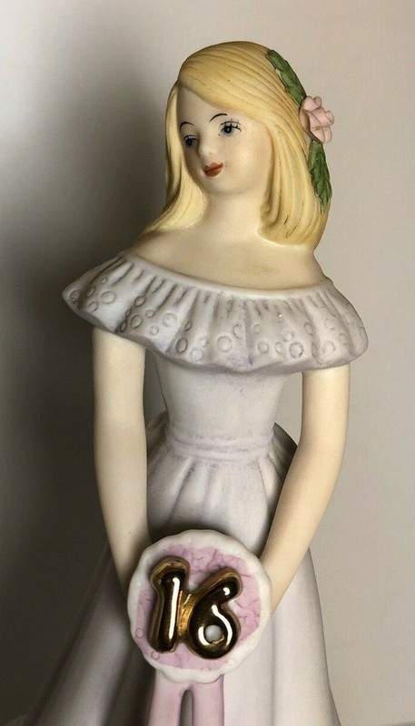 GROWING UP BIRTHDAY GIRL AGE 16 Figurine Blonde Hair Cake Topper Enesco 1981 gallery