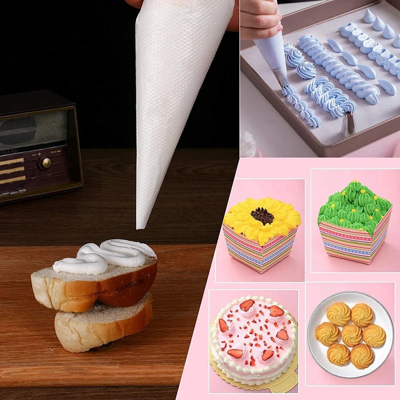 100 Disposable Decorating Bags, 27X17Cm for Baking. Bulk Pack, Multipurpose, Val gallery