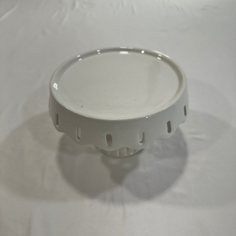 Harry & David Ceramic Mini Cake Stand White 6″ Scalloped Eyelet | Cottagecore