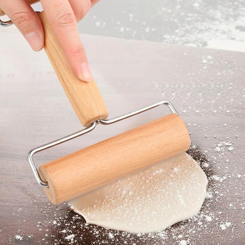 2 Pcs Baking Wooden Rolling Pins Non-Stick Baker Pastry Roller Set T-shape Pi... gallery
