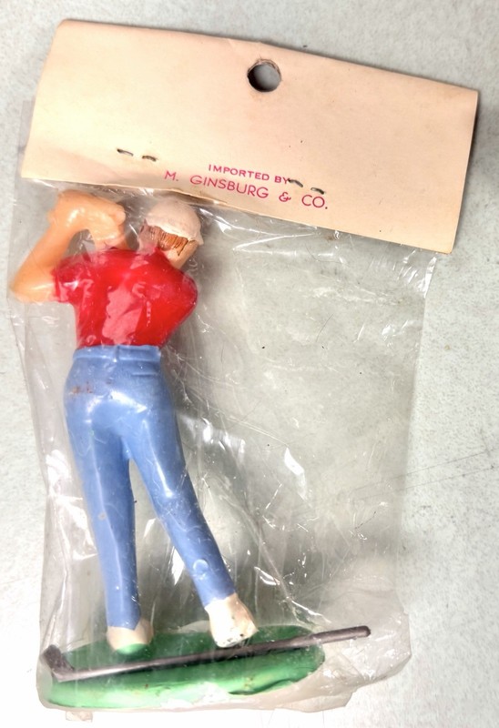Designland Crafts plastic golf man & woman, NOS, cake toppers, Hong Kong imports gallery
