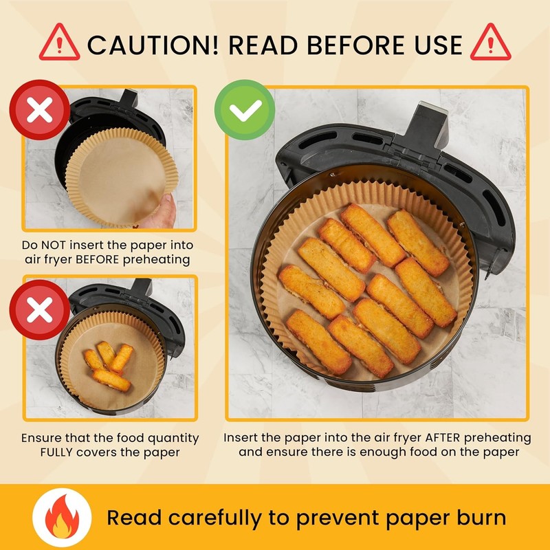 400PCS Air Fryer Liners 8" Round Non-Stick Oil Proof for 5-8QT Basket gallery