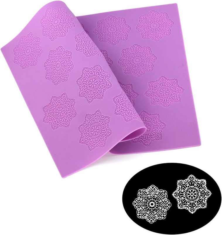Hiparty Snowflake Flower Pattern Silicone Lace Mat Sugar Craft Impression Mold E