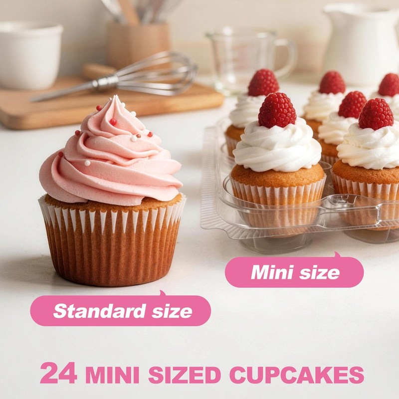 LotFancy (24 Count x 12 Sets) Mini Cupcake Containers with 288 Liners, Plasti... gallery