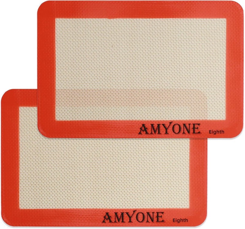 AMYONE Silicone Baking Mat for 1/8 Sheet Pan, Eighth 2 pack-Eighth, Orange
