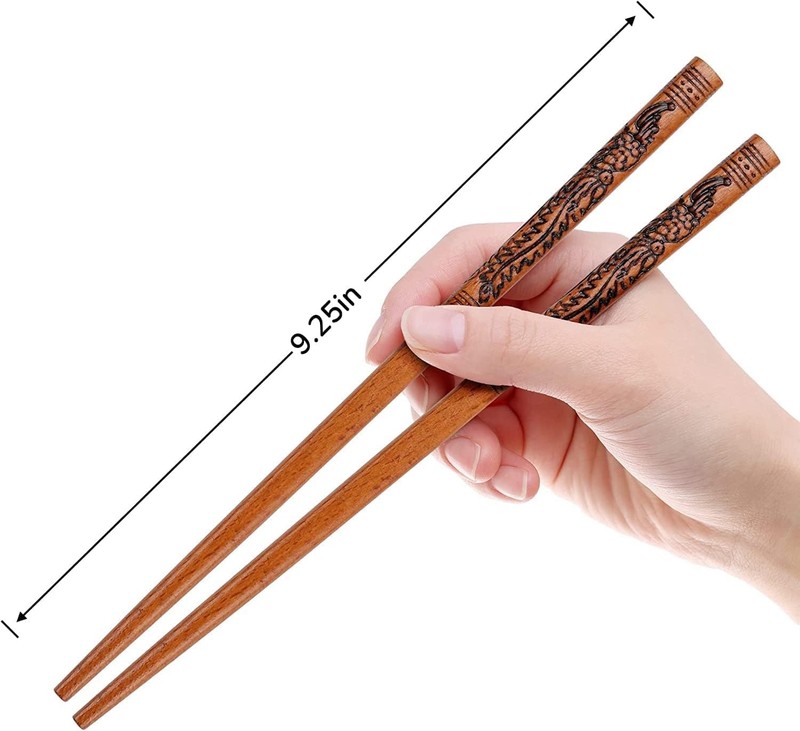 Chopsticks Reusable,Wooden Dragon and Phoenix Chopsticks Set with Dishwasher ... gallery
