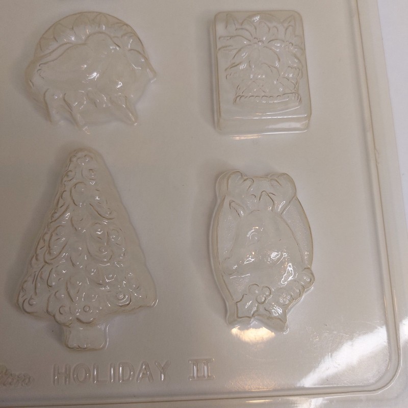 Vintage Wilton Holiday II Christmas Candy Mold Santa Tree Bells Toys gallery