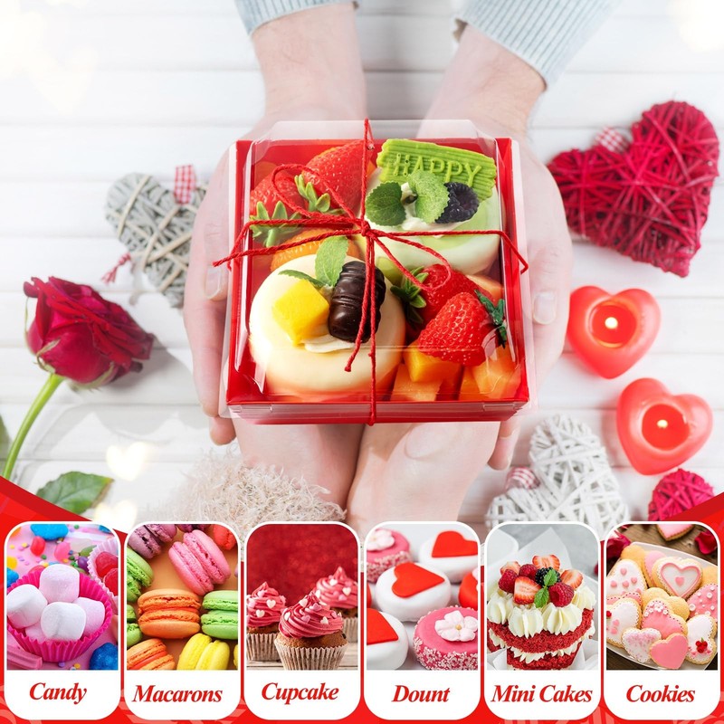 50 Pcs Charcuterie Boxes with Clear Lids 5'' Disposable Square Dessert Boxes ... gallery