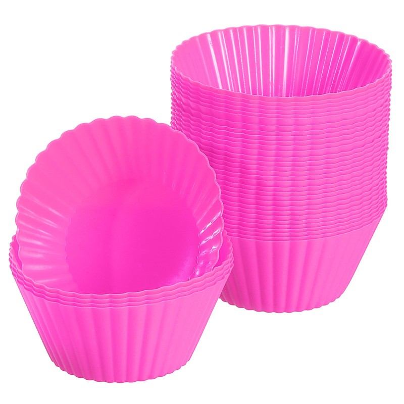 36Pcs Silicone Cupcake Baking Cups 2.8″ Non-Stick Muffins Liners Rose Red