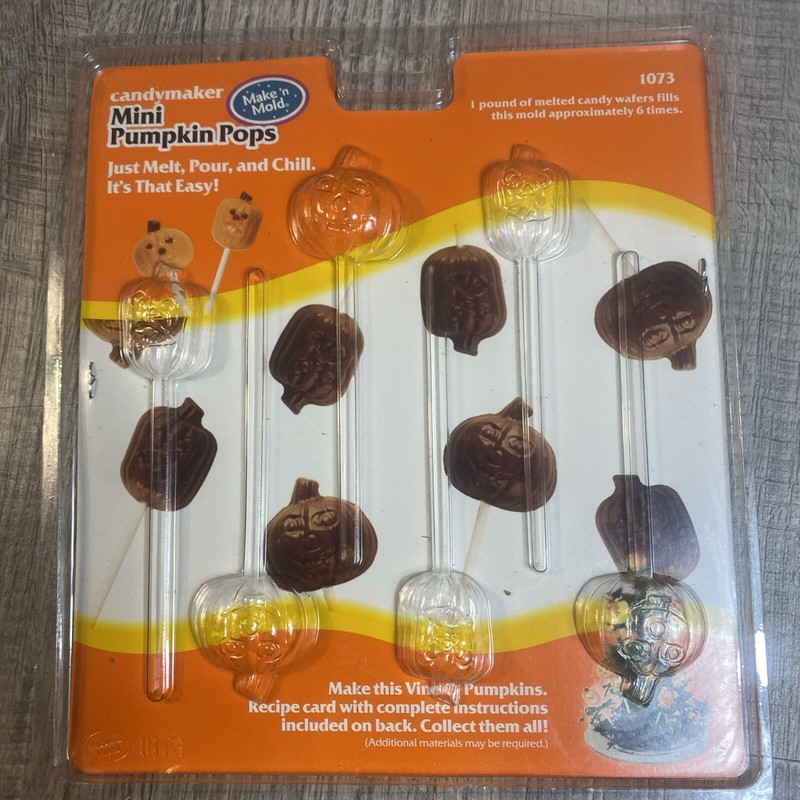 Vtg Make ‘n Mold Mini Pumpkin Pops Candy Melt Lollipops Maker Lot Of 3 gallery
