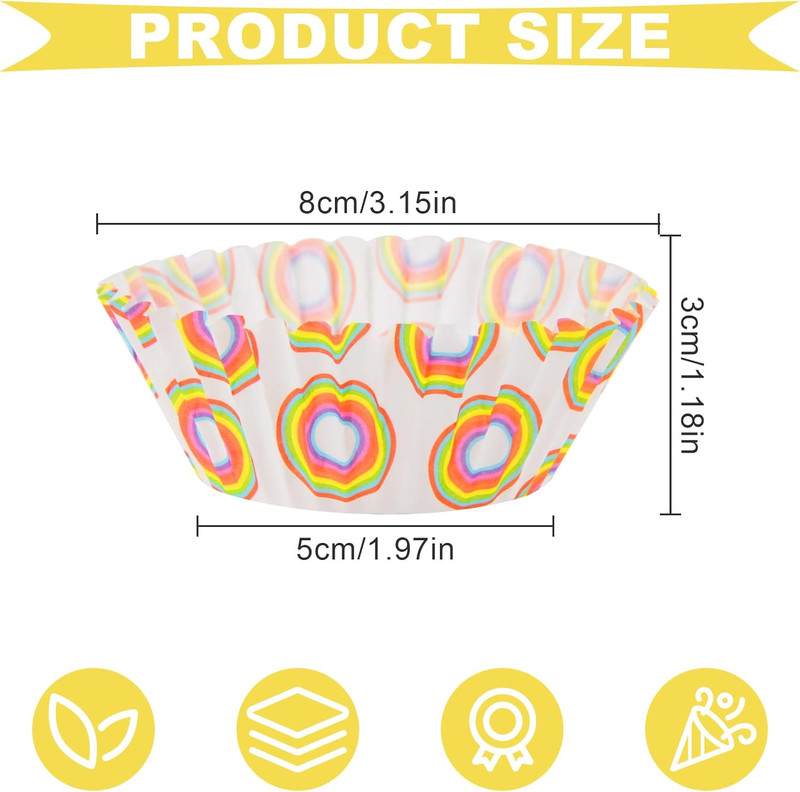 Qumenan 600 Pack Rainbow Cupcake Liners Cupcake Baking Cups Standard Size Rainbo gallery