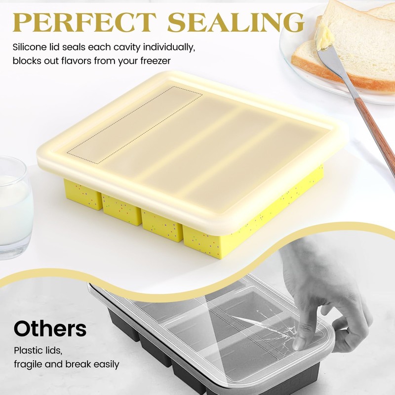 2 Pcs Nonstick Silicone Butter Mold with Lid, Stainless Steel Frame, 4 Oz Size gallery