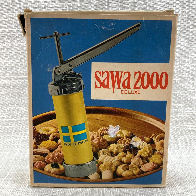Vintage Sawa 2000 Deluxe Metal Cookie Press Decorator Gun Made In Sweden